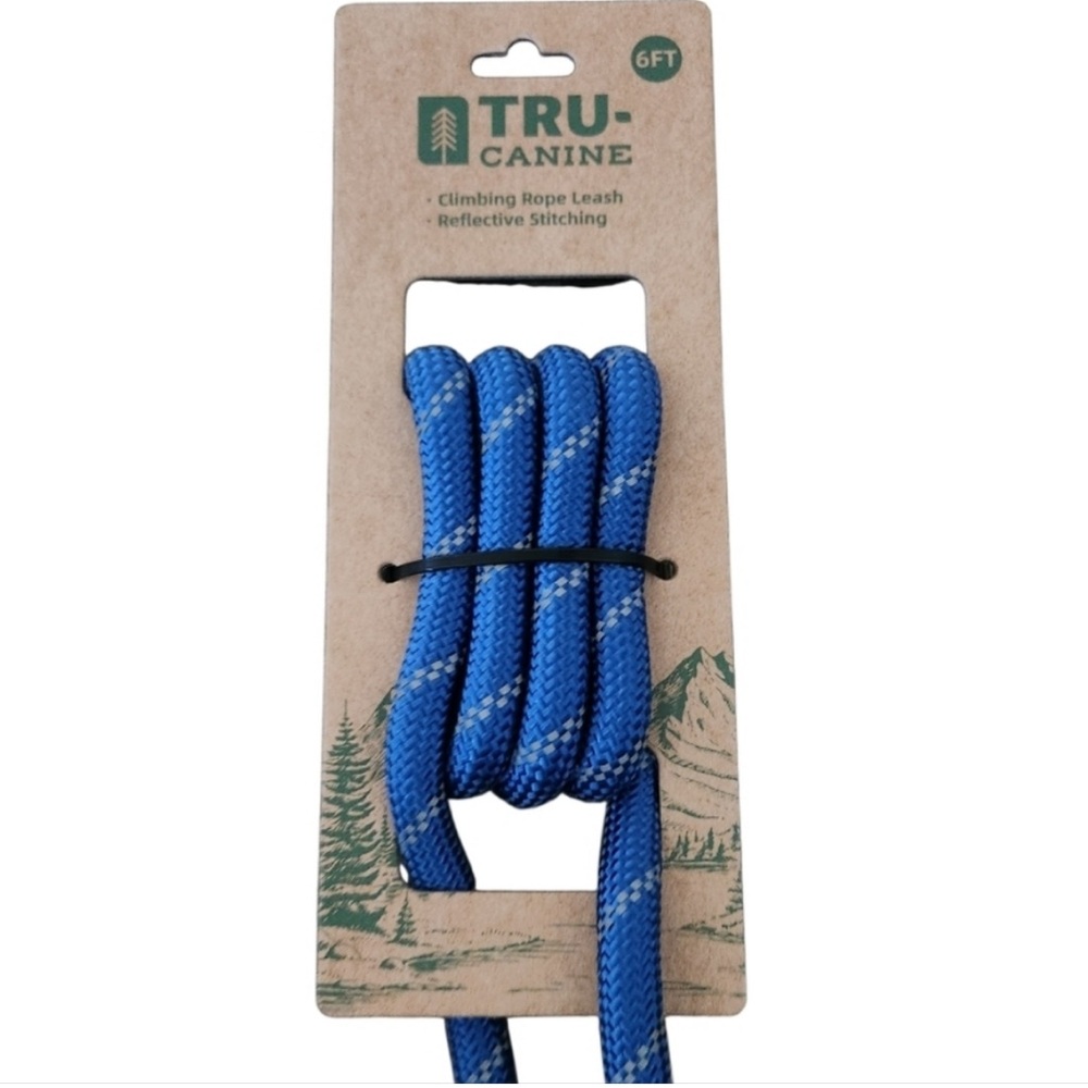 🦮🐩🐕‍🦺 “TRU-CANINE” 6 FT BLUE CLIMBING ROPE LEASH WITH REFLECTIVE STITCHING❗️